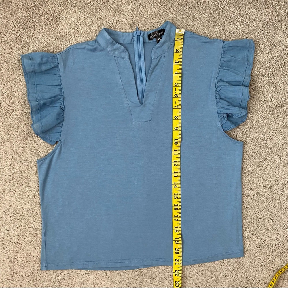 Area Stars Riley Ruffle Sleeve Top Blue XL - Picture 7 of 7